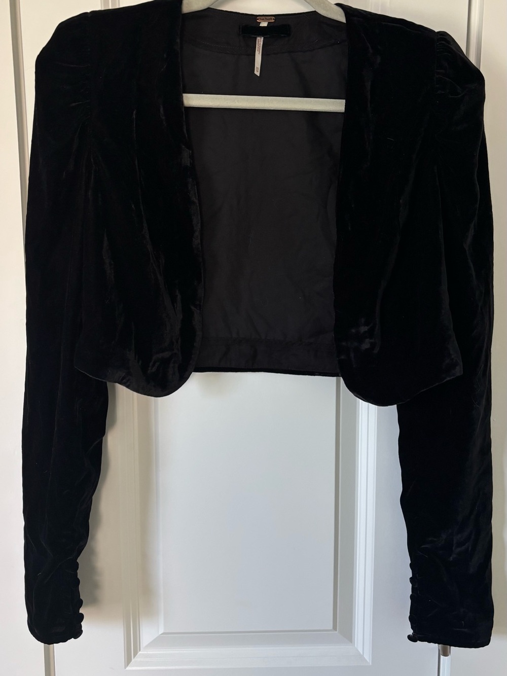 Free People Black Velvet Cropped Blazer